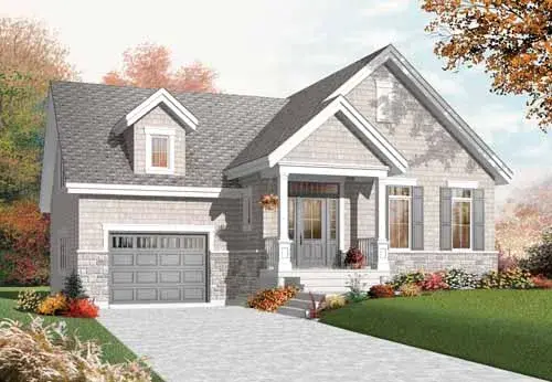 Shingle house plans 5-940 - front exterior, 1,126 sq ft, 2 bed, 1 bath house plans | Monster House Plans