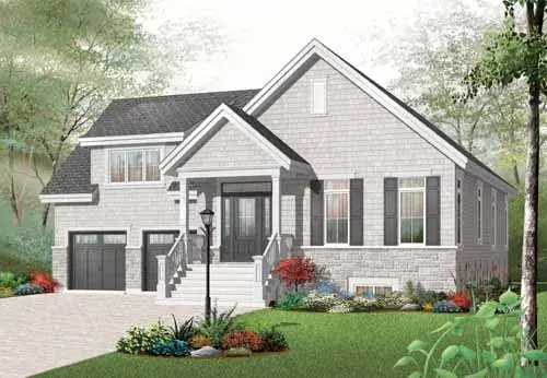 Shingle house plans 5-941 - front exterior, 1,438 sq ft, 3 bed, 1 bath house plans | Monster House Plans