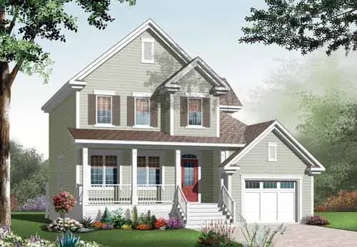 Country house plans 5-948 - front exterior, 1,719 sq ft, 3 bed, 2 bath house plans | Monster House Plans