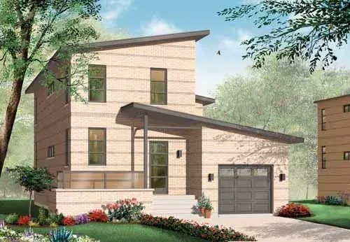Modern house plans 5-951 - front exterior, 1,784 sq ft, 2 bed, 1 bath house plans | Monster House Plans