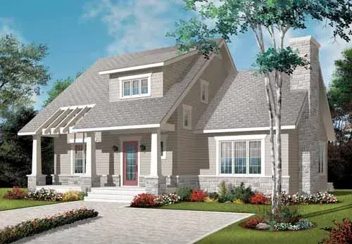 Bungalow house plans 5-958 - front exterior, 1,801 sq ft, 3 bed, 2 bath house plans | Monster House Plans
