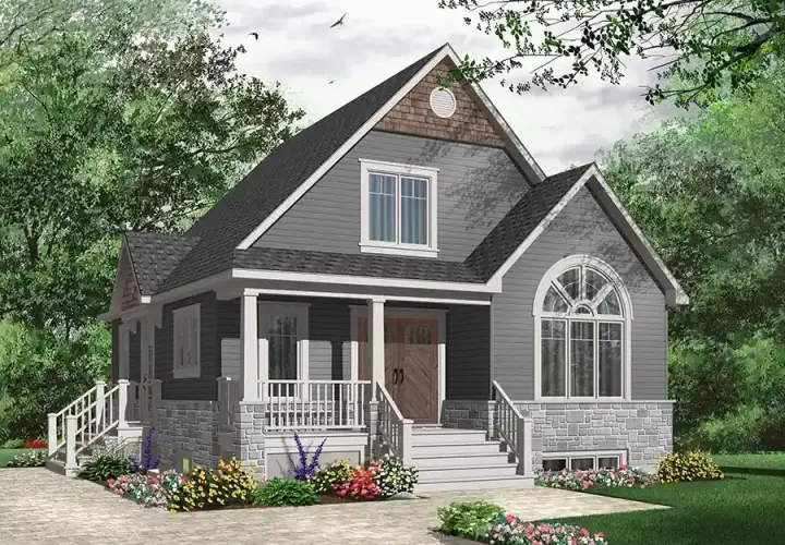 Traditional house plans 5-960 - front exterior, 1,343 sq ft, 3 bed, 2 bath house plans | Monster House Plans
