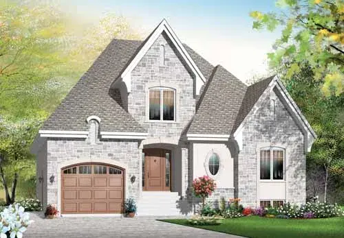 European house plans 5-965 - front exterior, 1,798 sq ft, 3 bed, 1 bath house plans | Monster House Plans
