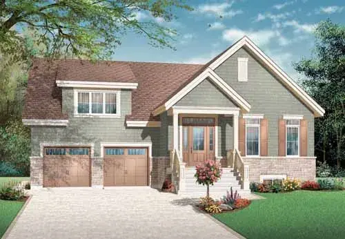 Bungalow house plans 5-967 - front exterior, 1,664 sq ft, 3 bed, 2 bath house plans | Monster House Plans