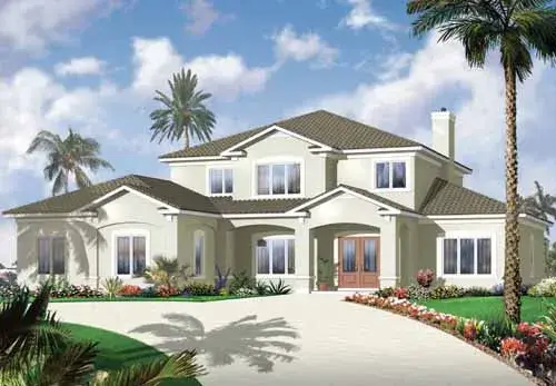 Mediterranean house plans 5-971 - front exterior, 3,448 sq ft, 6 bed, 4 bath house plans | Monster House Plans