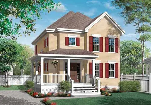 Traditional house plans 5-973 - front exterior, 1,600 sq ft, 3 bed, 1 bath house plans | Monster House Plans