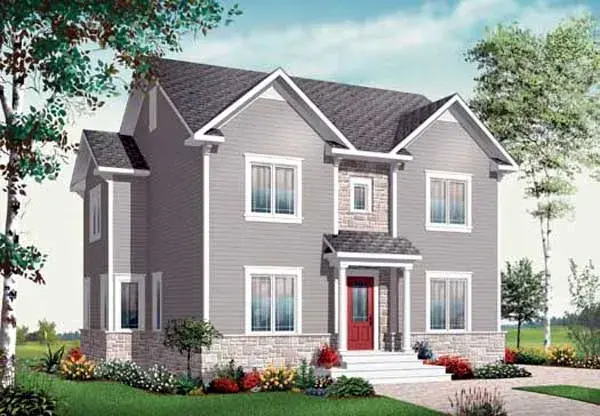 Traditional house plans 5-975 - front exterior, 2,147 sq ft, 5 bed, 2 bath house plans | Monster House Plans