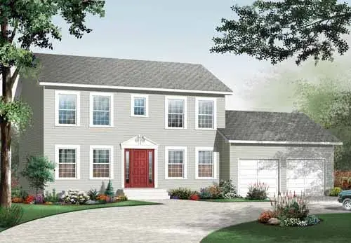 Early American house plans 5-981 - front exterior, 1,814 sq ft, 4 bed, 1 bath house plans | Monster House Plans