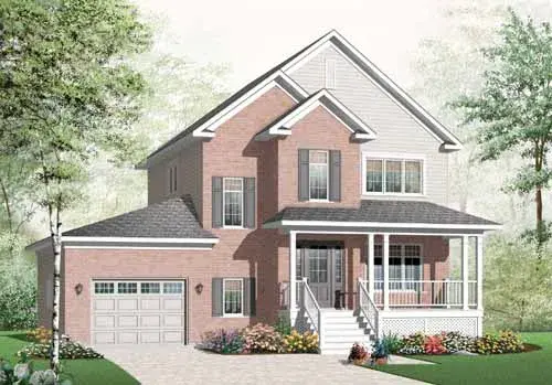 Traditional house plans 5-983 - front exterior, 1,654 sq ft, 3 bed, 1 bath house plans | Monster House Plans