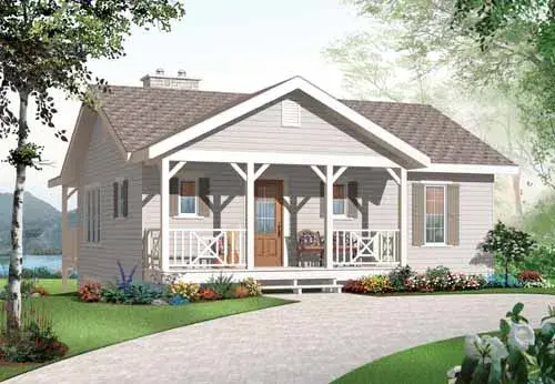 Traditional house plans 5-989 - front exterior, 1,664 sq ft, 3 bed, 2 bath house plans | Monster House Plans