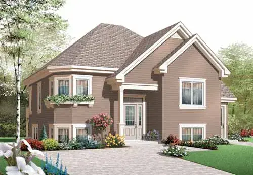Traditional house plans 5-990 - front exterior, 1,981 sq ft, 4 bed, 2 bath house plans | Monster House Plans