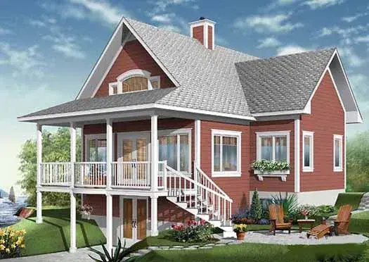 Cottage house plans 5-993 - front exterior, 2,048 sq ft, 3 bed, 2 bath house plans | Monster House Plans