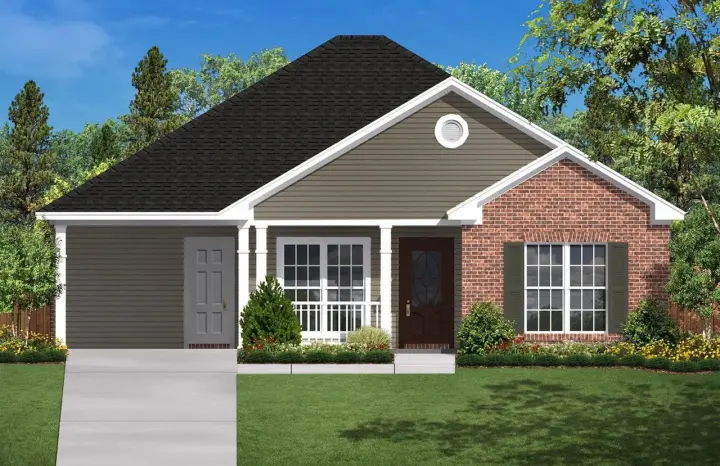 Traditional house plans 50-102 - front exterior, 900 sq ft, 2 bed, 1 bath house plans | Monster House Plans
