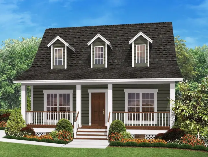 Farmhouse house plans 50-104 - front exterior, 900 sq ft, 2 bed, 2 bath house plans | Monster House Plans