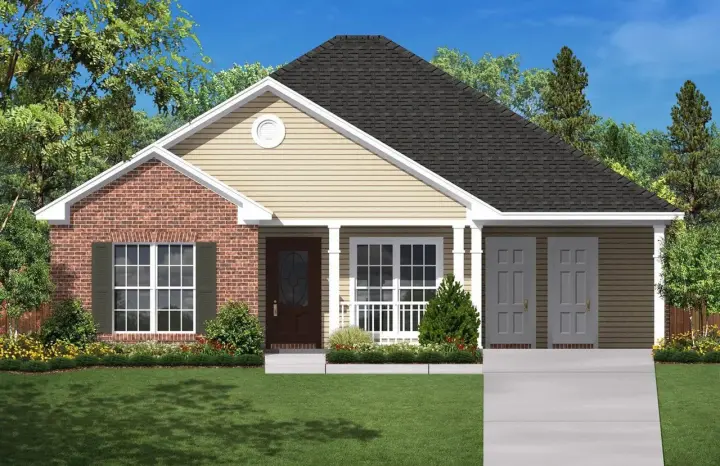 Traditional house plans 50-105 - front exterior, 1,200 sq ft, 3 bed, 2 bath house plans | Monster House Plans