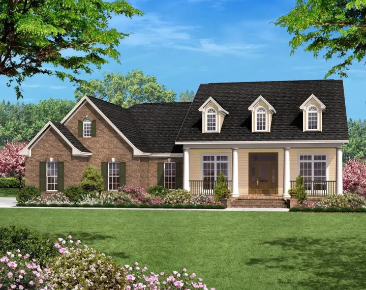 Southern house plans 50-117 - front exterior, 1,600 sq ft, 3 bed, 2 bath house plans | Monster House Plans