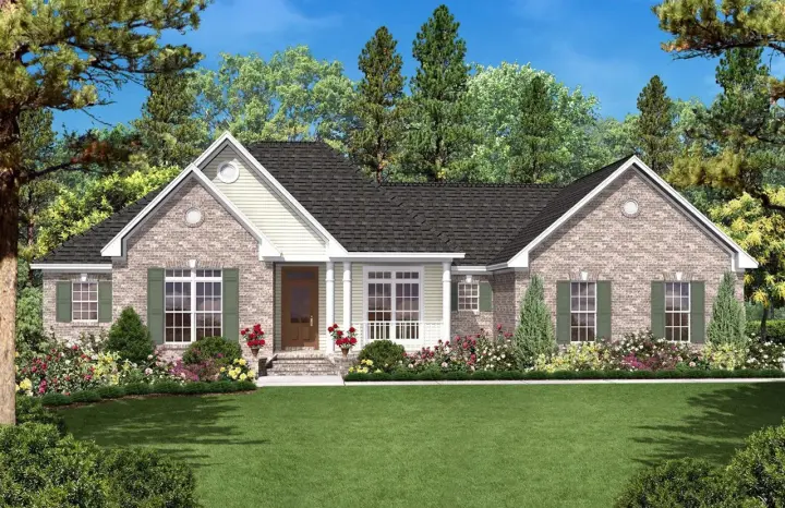 Traditional house plans 50-119 - front exterior, 1,600 sq ft, 3 bed, 2 bath house plans | Monster House Plans