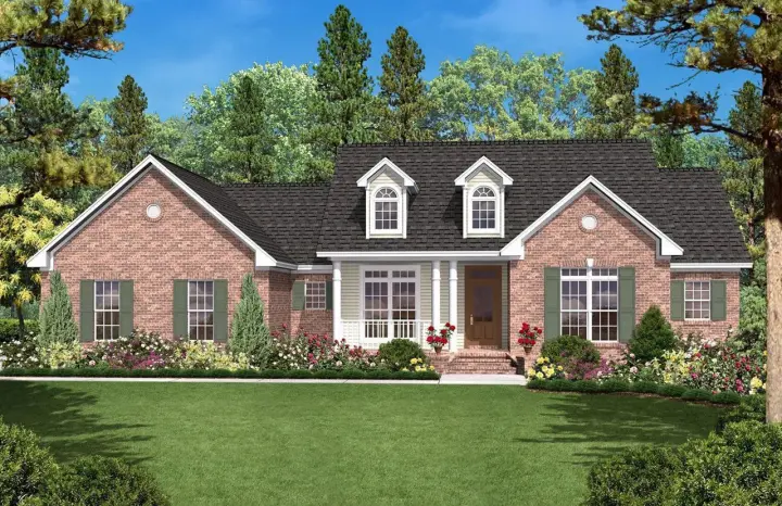 Traditional house plans 50-120 - front exterior, 1,600 sq ft, 3 bed, 2 bath house plans | Monster House Plans