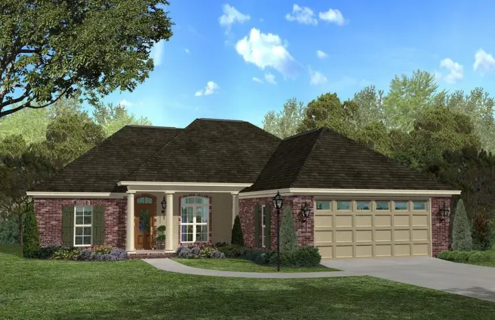 Acadian house plans 50-128 - front exterior, 1,700 sq ft, 3 bed, 2 bath house plans | Monster House Plans