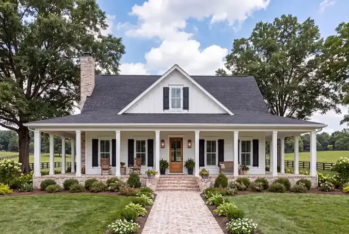 Modern Farmhouse house plans 50-155 - front exterior, 2,084 sq ft, 3 bed, 2 bath house plans | Monster House Plans