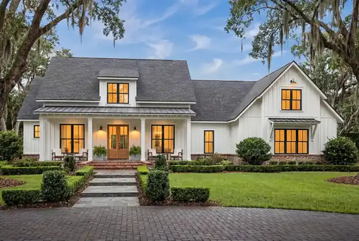 Modern Farmhouse house plans 50-161 - front exterior, 2,686 sq ft, 4 bed, 2 bath house plans | Monster House Plans