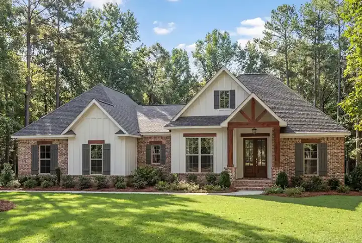 French Country house plans 50-171 - front exterior, 1,769 sq ft, 3 bed, 2 bath house plans | Monster House Plans