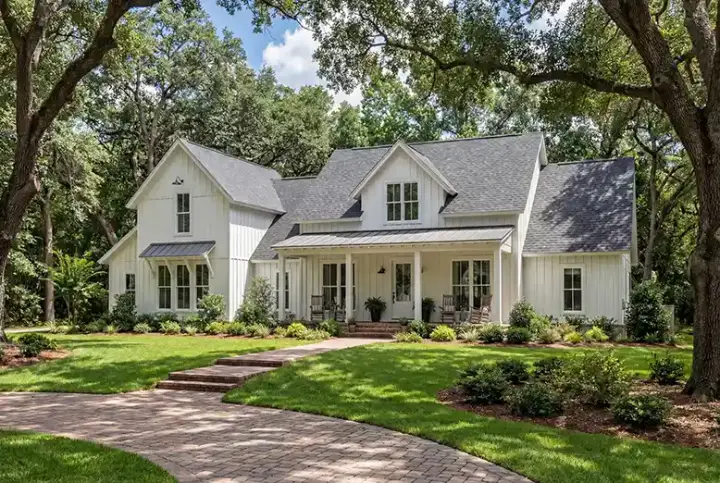 Modern Farmhouse house plans 50-277 - front exterior, 2,742 sq ft, 4 bed, 3 bath house plans | Monster House Plans