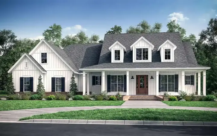 Modern Farmhouse house plans 50-283 - front exterior, 2,926 sq ft, 4 bed, 3 bath house plans | Monster House Plans