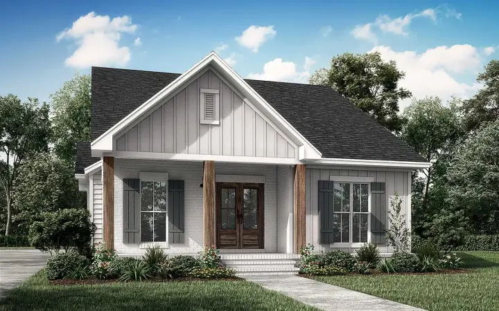 Traditional house plans 50-291 - front exterior, 1,450 sq ft, 3 bed, 2 bath house plans | Monster House Plans