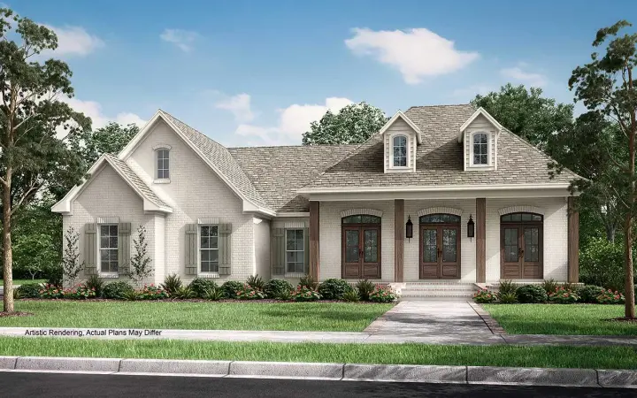 Acadian house plans 50-296 - front exterior, 1,500 sq ft, 3 bed, 2 bath house plans | Monster House Plans