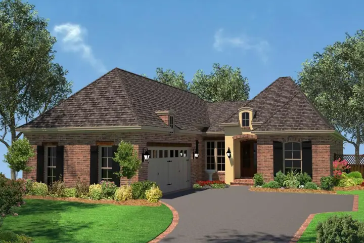 French Country house plans 50-316 - front exterior, 1,792 sq ft, 3 bed, 2 bath house plans | Monster House Plans