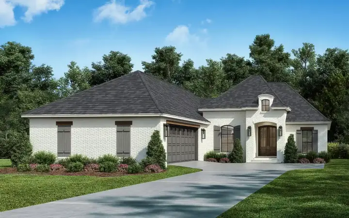 French Country house plans 50-333 - front exterior, 1,945 sq ft, 3 bed, 2 bath house plans | Monster House Plans