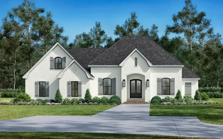 European house plans 50-341 - front exterior, 2,091 sq ft, 3 bed, 2 bath house plans | Monster House Plans