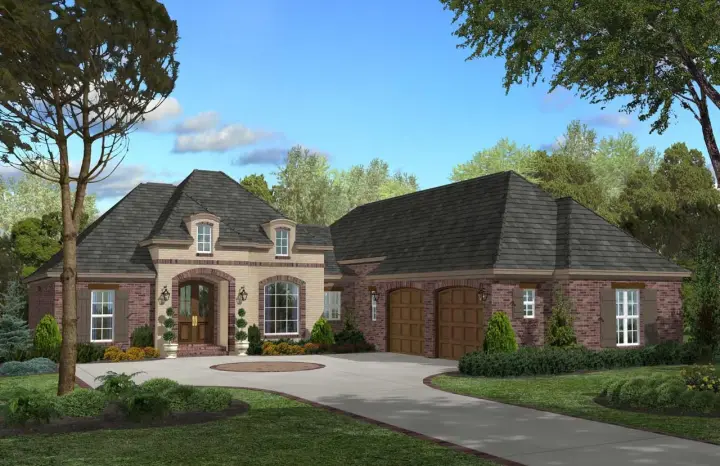 French Country house plans 50-353 - front exterior, 2,200 sq ft, 3 bed, 2 bath house plans | Monster House Plans