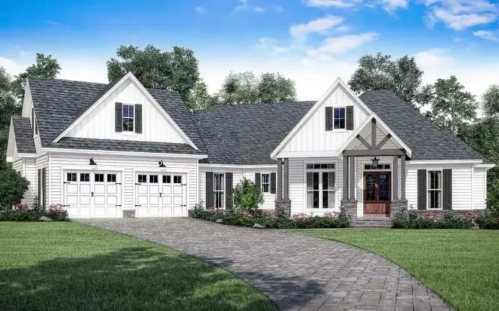 Modern Farmhouse house plans 50-365 - front exterior, 2,534 sq ft, 3 bed, 2 bath house plans | Monster House Plans