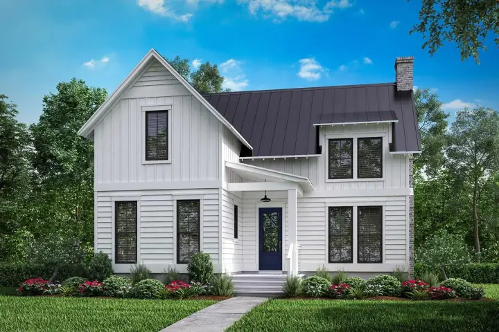 Modern Farmhouse house plans 50-377 - front exterior, 1,969 sq ft, 3 bed, 2 bath house plans | Monster House Plans