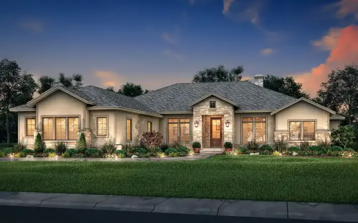 Ranch house plans 50-382 - front exterior, 3,044 sq ft, 4 bed, 3 bath house plans | Monster House Plans