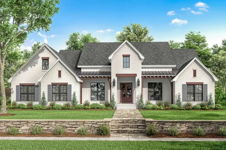 Modern Farmhouse house plans 50-392 - front exterior, 2,751 sq ft, 4 bed, 3 bath house plans | Monster House Plans