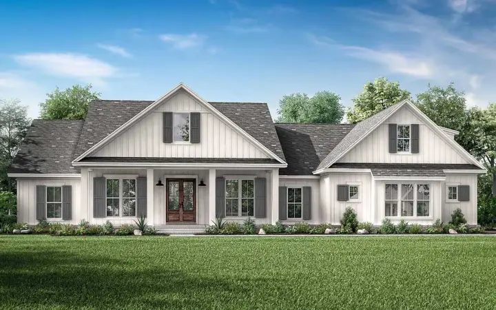 Modern Farmhouse house plans 50-395 - front exterior, 2,832 sq ft, 4 bed, 3 bath house plans | Monster House Plans