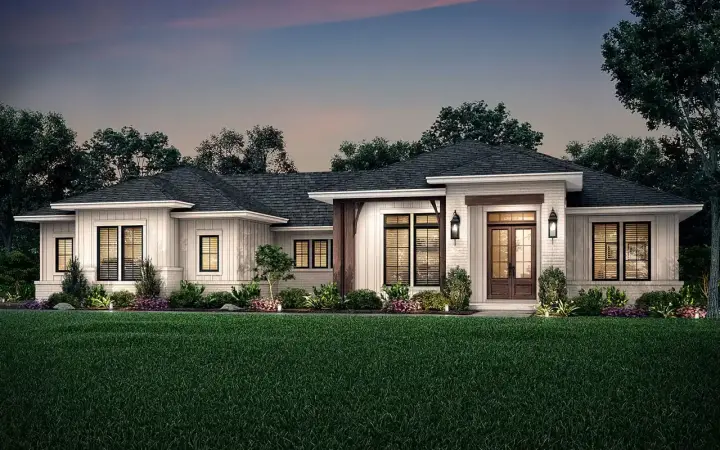 Modern Farmhouse house plans 50-403 - front exterior, 2,330 sq ft, 3 bed, 2 bath house plans | Monster House Plans