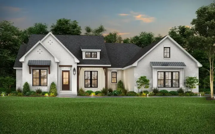 Modern Farmhouse house plans 50-408 - front exterior, 2,608 sq ft, 4 bed, 3 bath house plans | Monster House Plans