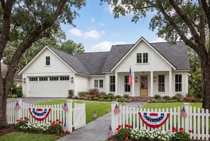 Modern Farmhouse house plans 50-409 - front exterior, 1,706 sq ft, 3 bed, 2 bath house plans | Monster House Plans