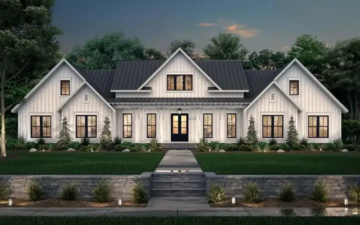 Modern Farmhouse house plans 50-410 - front exterior, 3,086 sq ft, 4 bed, 3 bath house plans | Monster House Plans