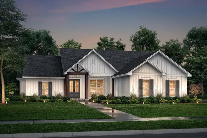 Modern Farmhouse house plans 50-413 - front exterior, 1,992 sq ft, 4 bed, 2 bath house plans | Monster House Plans