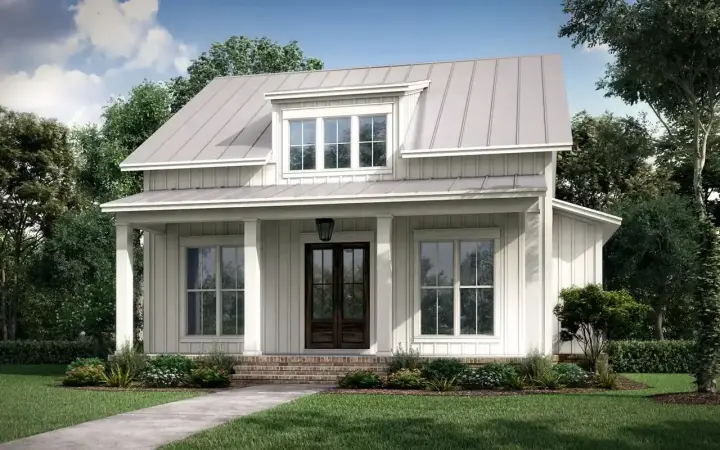 Modern Farmhouse house plans 50-414 - front exterior, 1,257 sq ft, 2 bed, 2 bath house plans | Monster House Plans