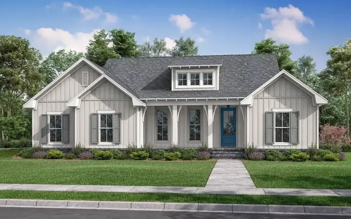 Modern Farmhouse house plans 50-417 - front exterior, 1,697 sq ft, 3 bed, 2 bath house plans | Monster House Plans