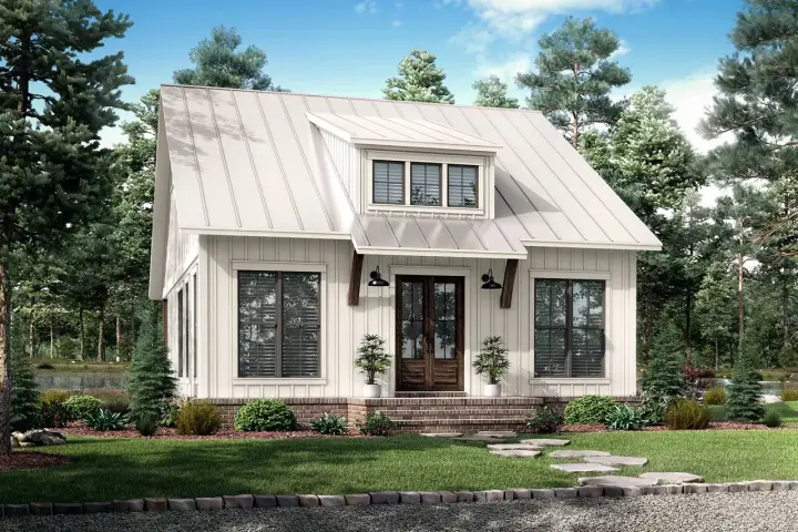 Country house plans 50-426 - front exterior, 1,070 sq ft, 2 bed, 1 bath house plans | Monster House Plans
