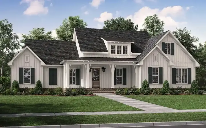 Modern Farmhouse house plans 50-428 - front exterior, 2,431 sq ft, 3 bed, 2 bath house plans | Monster House Plans