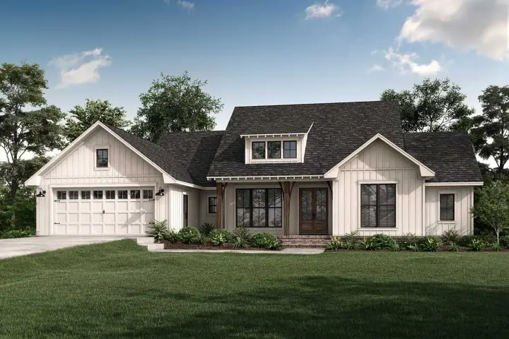 Modern Farmhouse house plans 50-429 - front exterior, 2,020 sq ft, 3 bed, 2 bath house plans | Monster House Plans