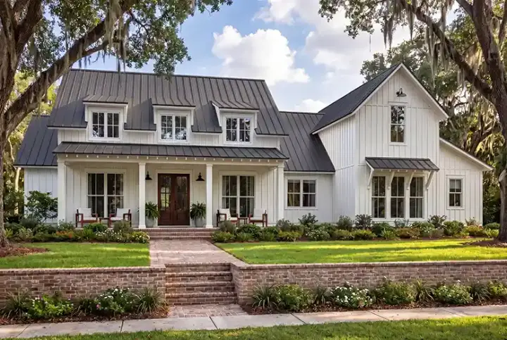 Modern Farmhouse house plans 50-438 - front exterior, 2,989 sq ft, 4 bed, 3 bath house plans | Monster House Plans